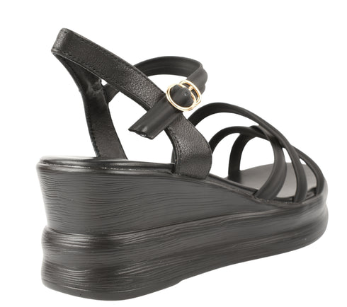 Sandale casual, dama, FORMAZIONE, 991-1 negru, piele naturala, platforma